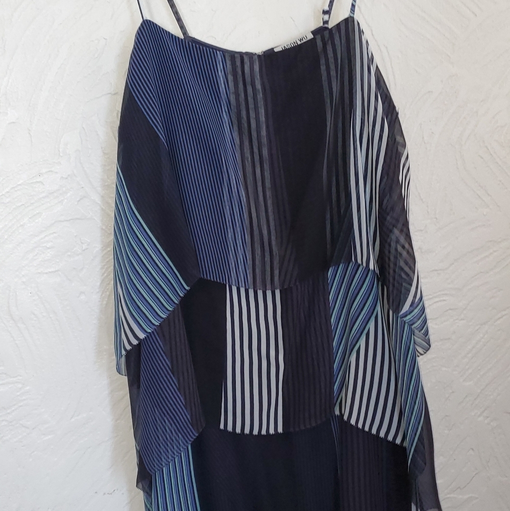 Navy Blue Layered Striped Dress